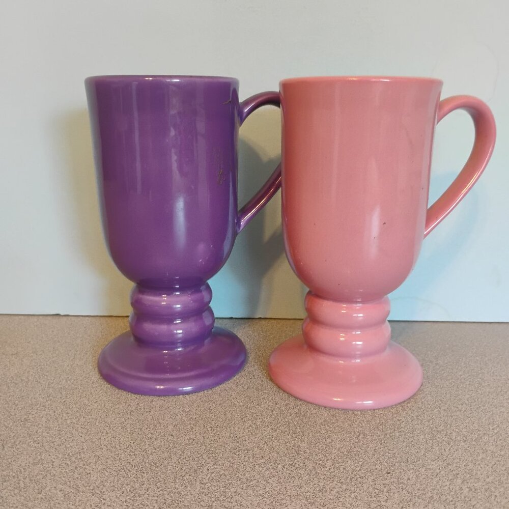 Ranmaru Japan Ceramic Mugs Pink and Purple , set of 2